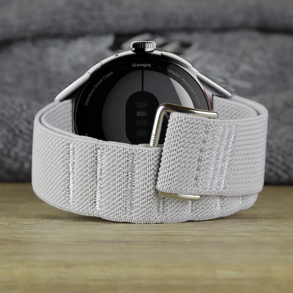 For Google Pixel Watch Band Elastic Adjustable Woven Fabrics Strap Stretchy G Hook and Slot 20mm for Men Women Metal Connector by Suden
