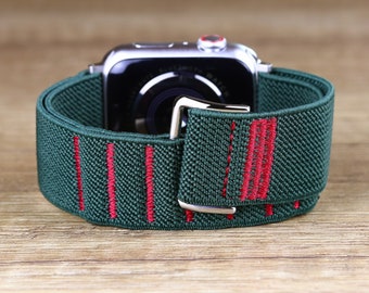 Elastic for Apple Watch 8 45mm 41mm Band Spot Exercise Bracelet Stretchy Fabrics Apple Watch Strap Hook and Slot for Men Women by Suden