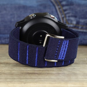 Navy Blue Nylon Fabric Smart Watch Band Sport Loop Belt Strap Canvas for new Samsung Galaxy Active 2 40-44mm Galaxy watch 3 41mm 45mm 2020