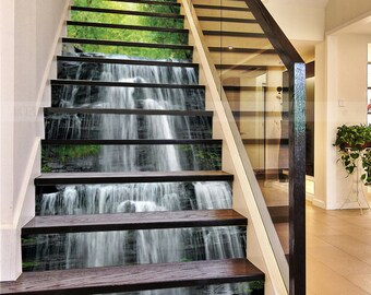 3D Waterfall E223 Pattern Tile Marble Stair Risers Decoration Photo Mural Vinyl Decal Wallpaper Murals Wallpaper Mural