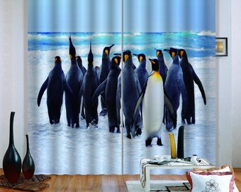 Pinguin DuschVorhang Minimal arktische Fauna Vogel Gardinen mit Digitaldruck