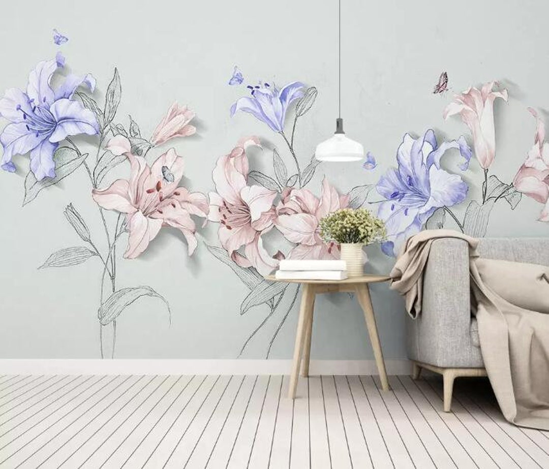 3D Watercolor Orchid GN963 Wallpaper Mural Decal Mural Photo - Etsy