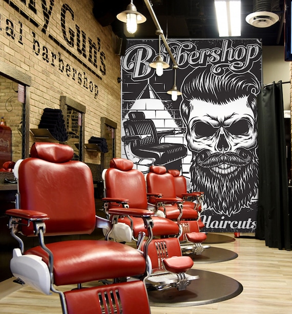 3D Barber Shop WGN149 Wallpaper Mural Decal Mural Photo Etsy France