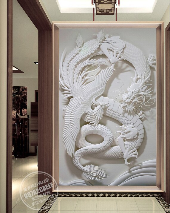 3D Dragon Phoenix GN475 Wallpaper Mural Decal Mural Photo - Etsy Singapore 3D Dragon Phoenix GN475 Wallpaper Mural Decal Mural Photo - Etsy Singapore