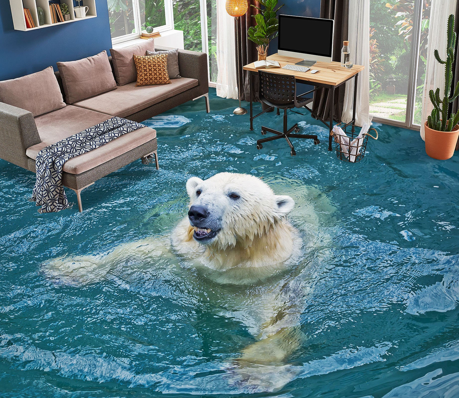 Image Ours Polaire Sur Une Plage Qui Cache Quelque Chose 3D Animal Ours polaire F10024 Papier peint murals Auto-adhésif - Etsy France