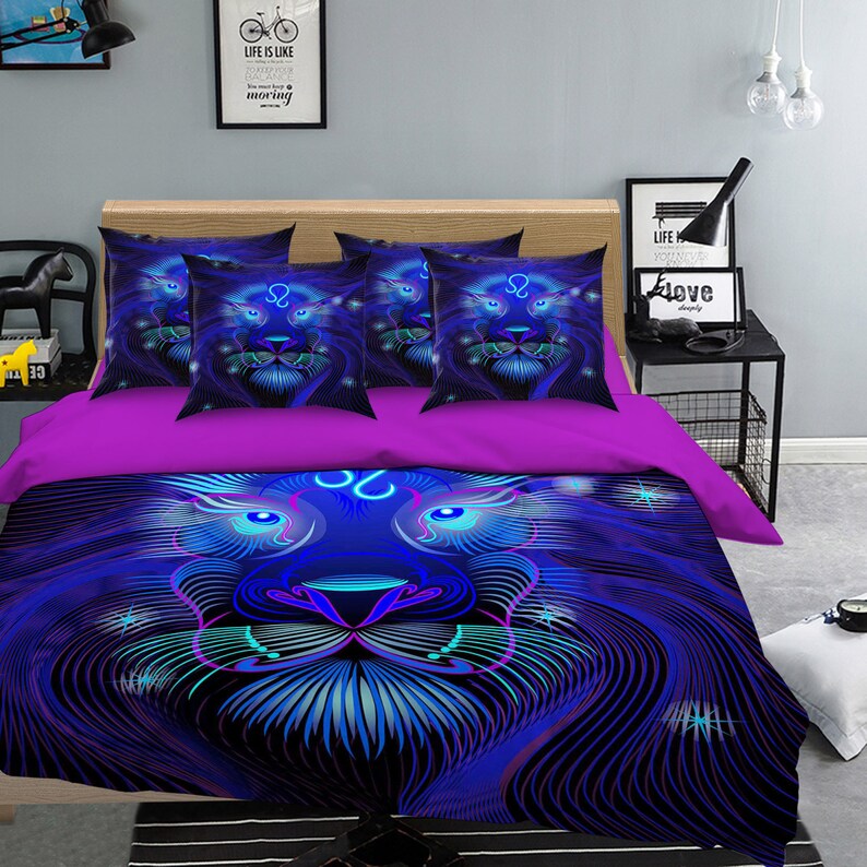 3D Blue Leo D167 Duvet Cover Bedding Set Quilt Cover Quilt Etsy