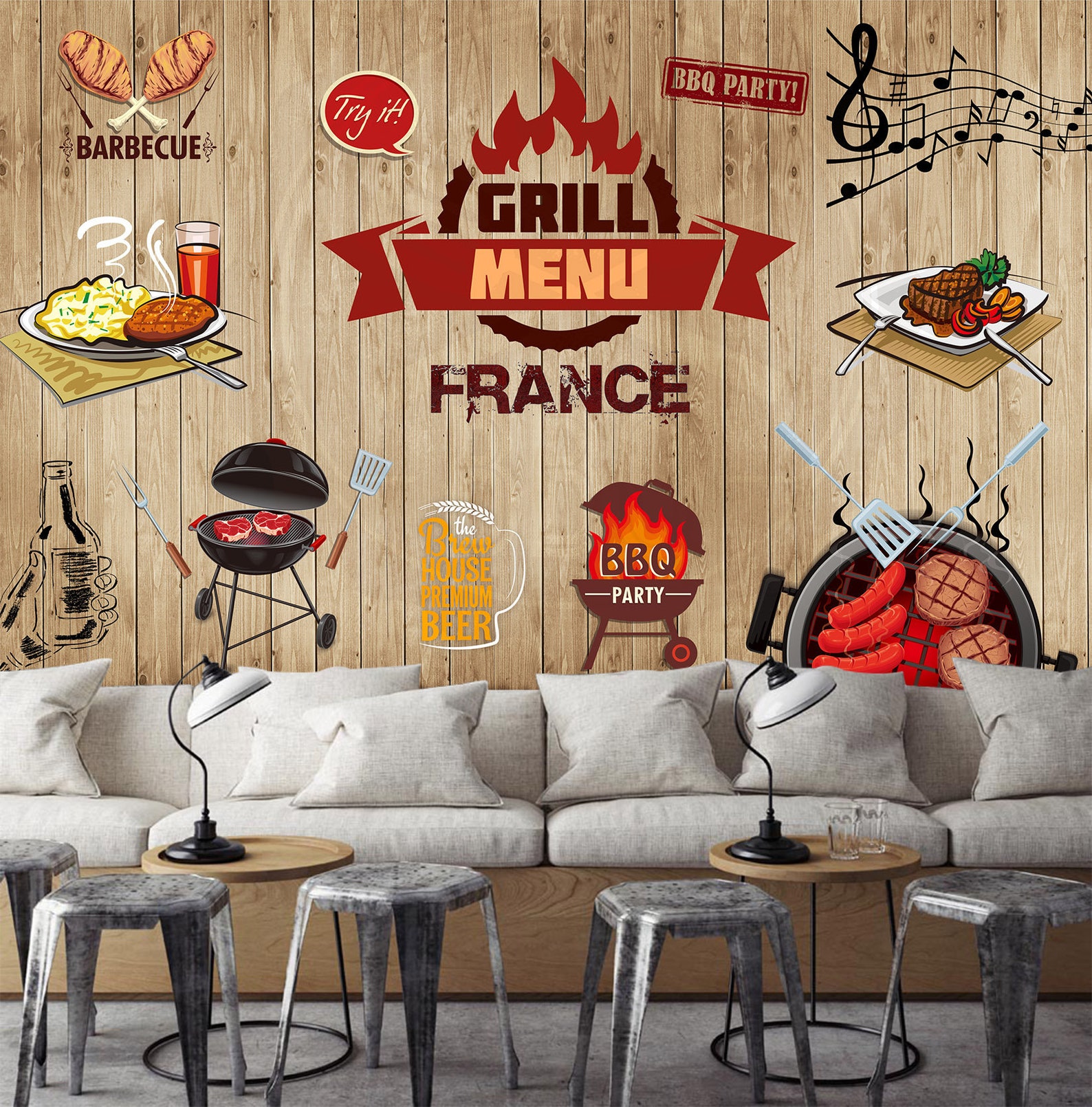 3D Delicious Food WGN248 Wallpaper Mural Decal Mural Photo - Etsy