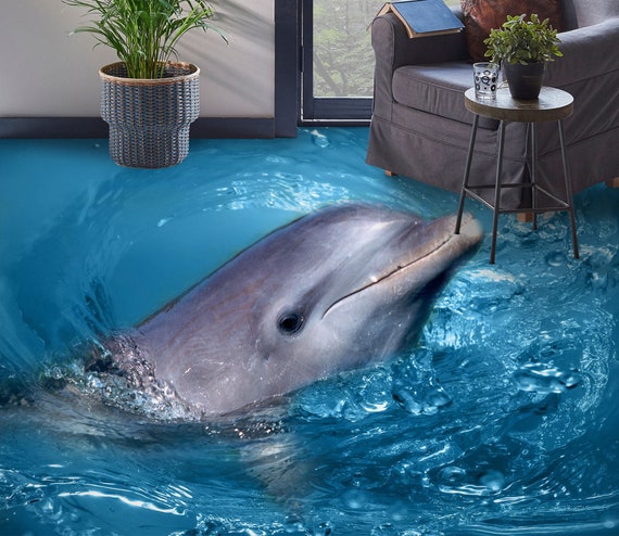 3D Dolphin Baby F6926 Floor Wallpaper Murals Self-adhesive - Etsy