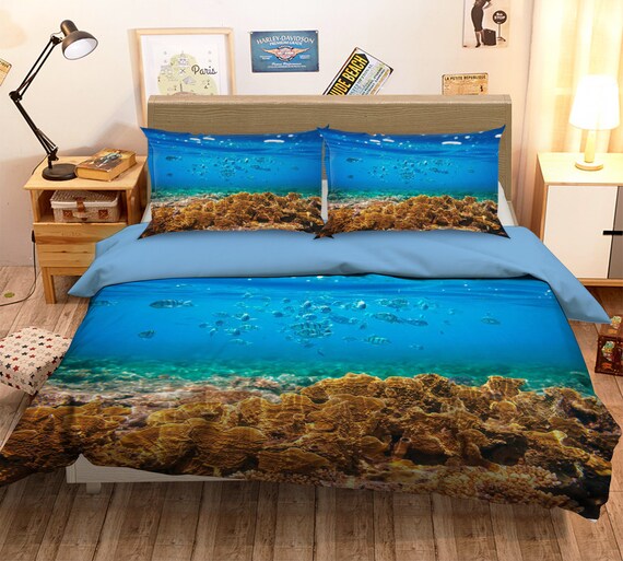 blue coral duvet cover