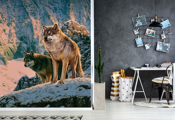 3d Wolf Couple Sunset A139 Wallpaper Mural Decal Mural Photo Etsy 3d Wolf Couple Sunset A139 Wallpaper Mural Decal Mural Photo Etsy