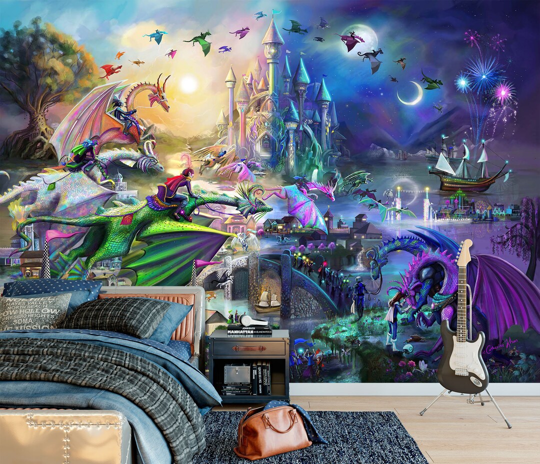 3D Dragon A1604 Wallpaper Mural Decal Mural Photo Sticker - Etsy