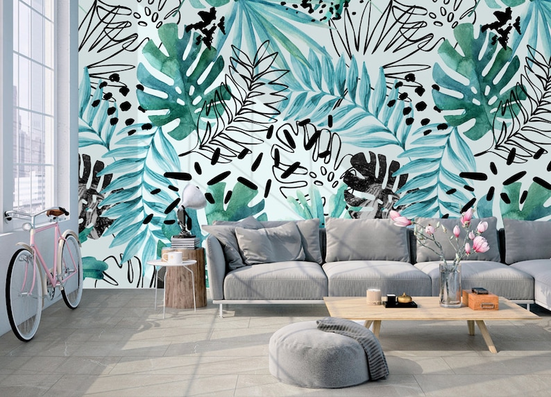 3D Banana Leaves GN596 Wallpaper Mural Decal Mural Photo Sticker Decal Wall Self-Adhesive Wall Art Design 3d printed Removable Wallpaper