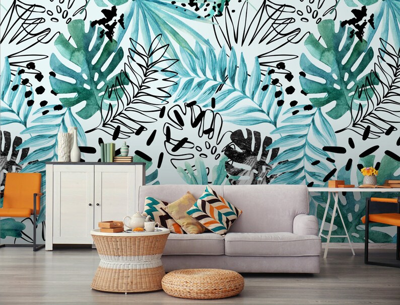 3D Banana Leaves GN596 Wallpaper Mural Decal Mural Photo Sticker Decal Wall Self-Adhesive Wall Art Design 3d printed Removable Wallpaper