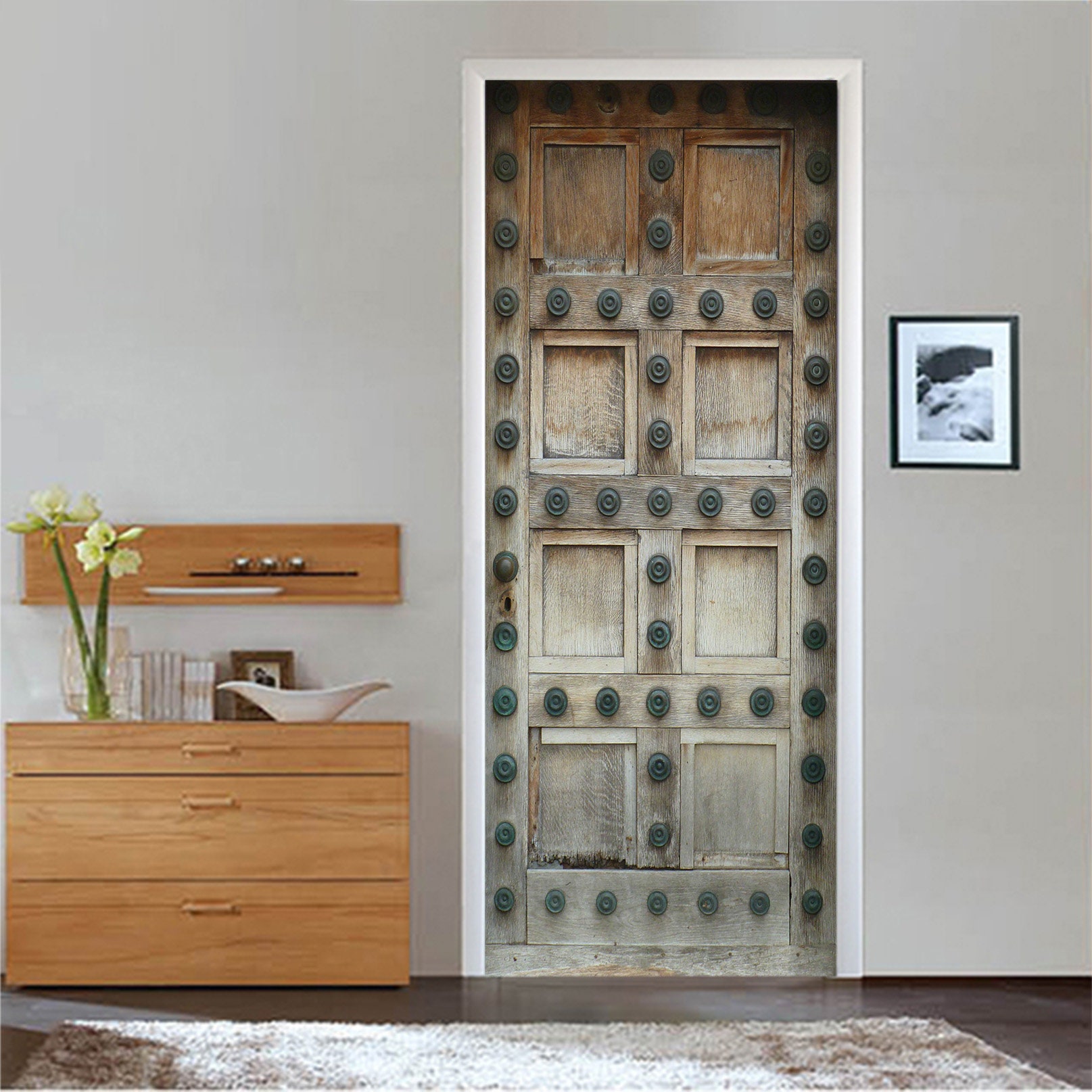 3D Wooden Pattern Self-adhesive Door Stickers