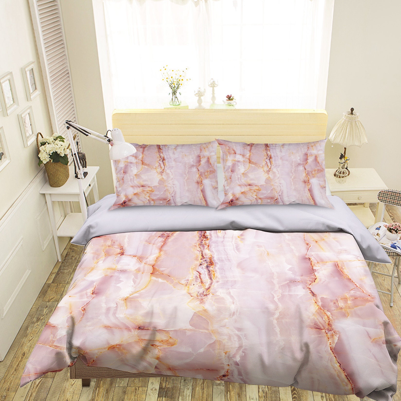 3D Pink Marble D40 Duvet Cover Bedding Set Quilt Cover Quilt Etsy