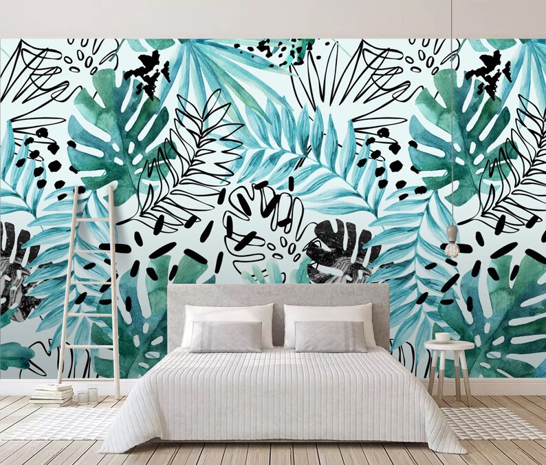 3D Banana Leaves GN596 Wallpaper Mural Decal Mural Photo Sticker Decal Wall Self-Adhesive Wall Art Design 3d printed Removable Wallpaper
