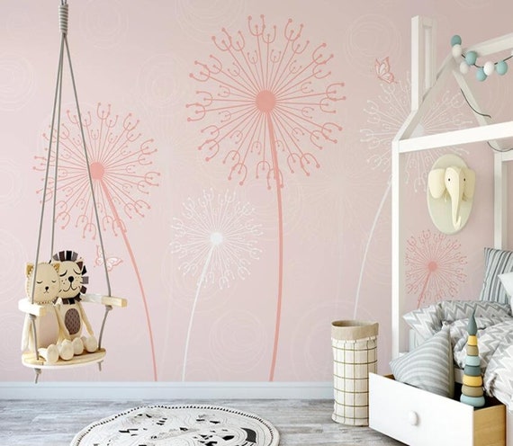 Pink Dandelion Girl Removable Wall Art Sticker Vinyl Decal Room Home Mural Decor 