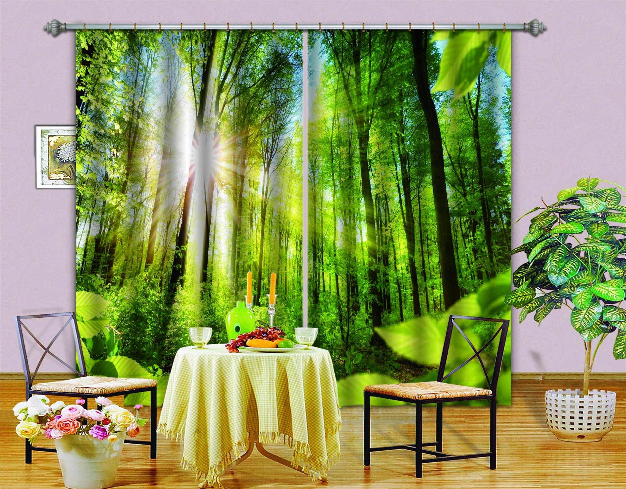 3D Forest Horse Blockout Photo Curtain Printing Curtains Drapes Fabric Window AU 
