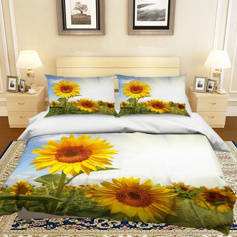 3D Yellow Sunflower MMM27 Duvet Cover Bedding Set Quilt Cover Etsy
