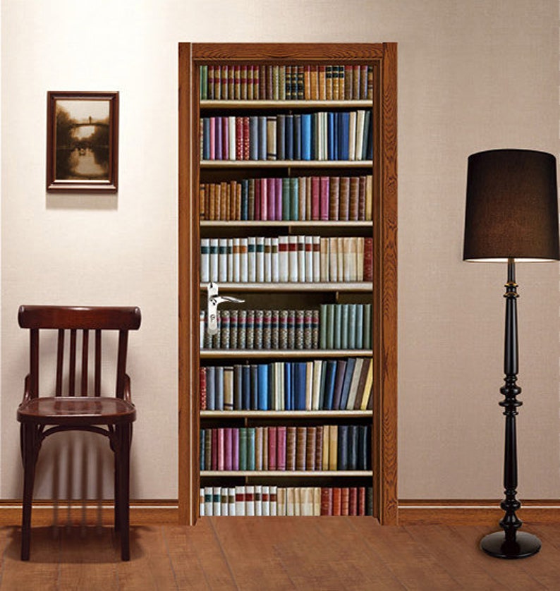3D Bookshelf D54 Door Wall Mural Photo Wall Sticker Decal Wall Etsy