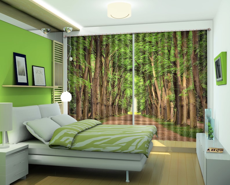 3D Green Forest C475 Blockout Photo Curtain Print Curtains Drapes Fabric Window AJ Wallpaper 3D Large Photo Curtain