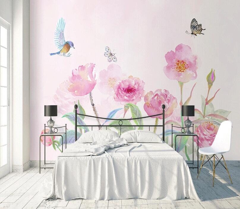 3D Pink Flowers GNGN399 Wallpaper Mural Decal Mural Photo | Etsy