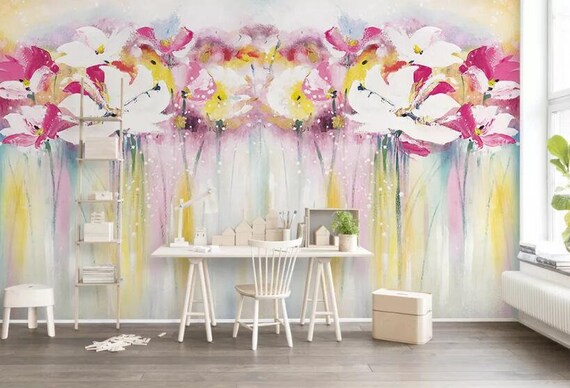 3D Colorful Flowers GN805 Wallpaper Mural Decal Mural Photo | Etsy