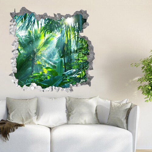 3D Coco Palm Sea D149 Broken Wall Decal Mural Photo Wall Etsy