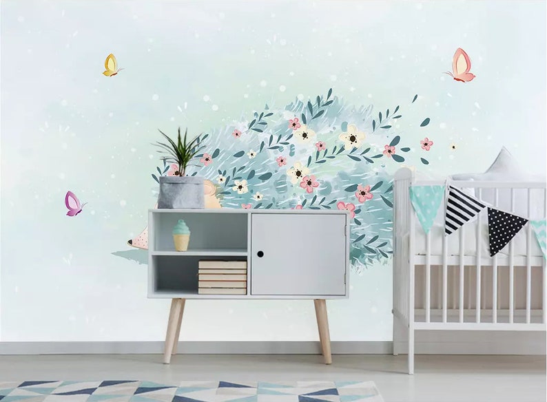 3D Flower Butterfly GN1297 Wallpaper Mural Decal Mural Photo Sticker Decal Wall Self-Adhesive Wall Art Design 3d printed Removable Wallpaper