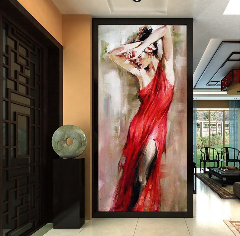 3D Red Skirt Woman GN388 Wallpaper Mural Decal Mural Photo Sticker Decal Wall Self-Adhesive Wall Art Design 3d printed Removable Wallpaper