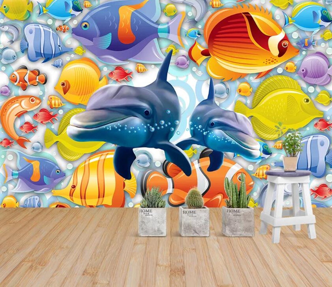 3D Colorful Fish GNGN1816 Wallpaper Mural Decal Mural Photo - Etsy