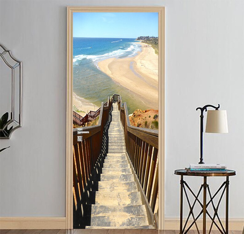 3D Beach E83 Door Wall Mural Photo Wall Sticker Decal Wall Etsy