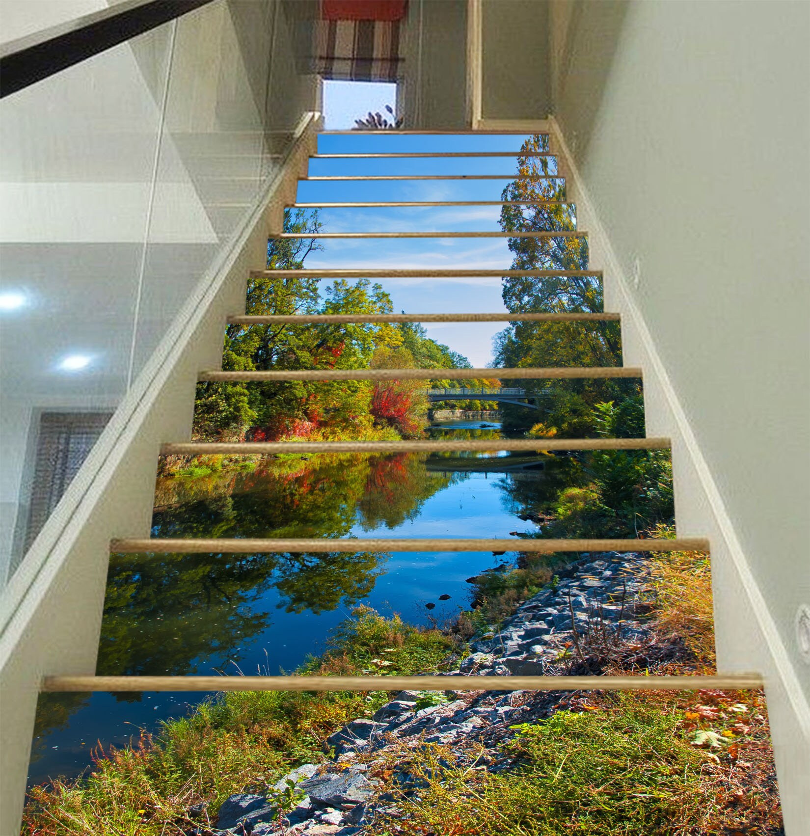 Décor Mural 3D Sticker Nuage Moulin à Vent - Pour Contremarches D'Escalier
