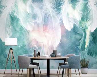 3D Colorful Feather WGN212 Wallpaper Mural Decal Mural Photo Sticker Decal Wall Self-Adhesive Wall Art Design 3d printed Removable Wallpaper