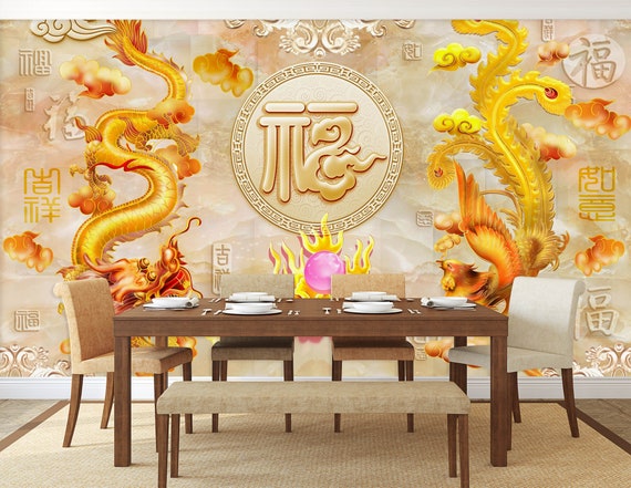 3D Dragon Phoenix WGN308 Wallpaper Mural Decal Mural Photo - Etsy Australia 3D Dragon Phoenix WGN308 Wallpaper Mural Decal Mural Photo - Etsy Australia