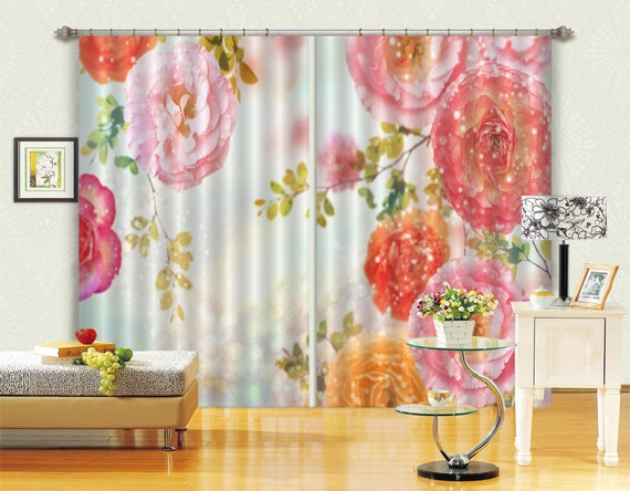 3D Pink Flower Cluster CC029 Blockout Photo Curtain Print | Etsy