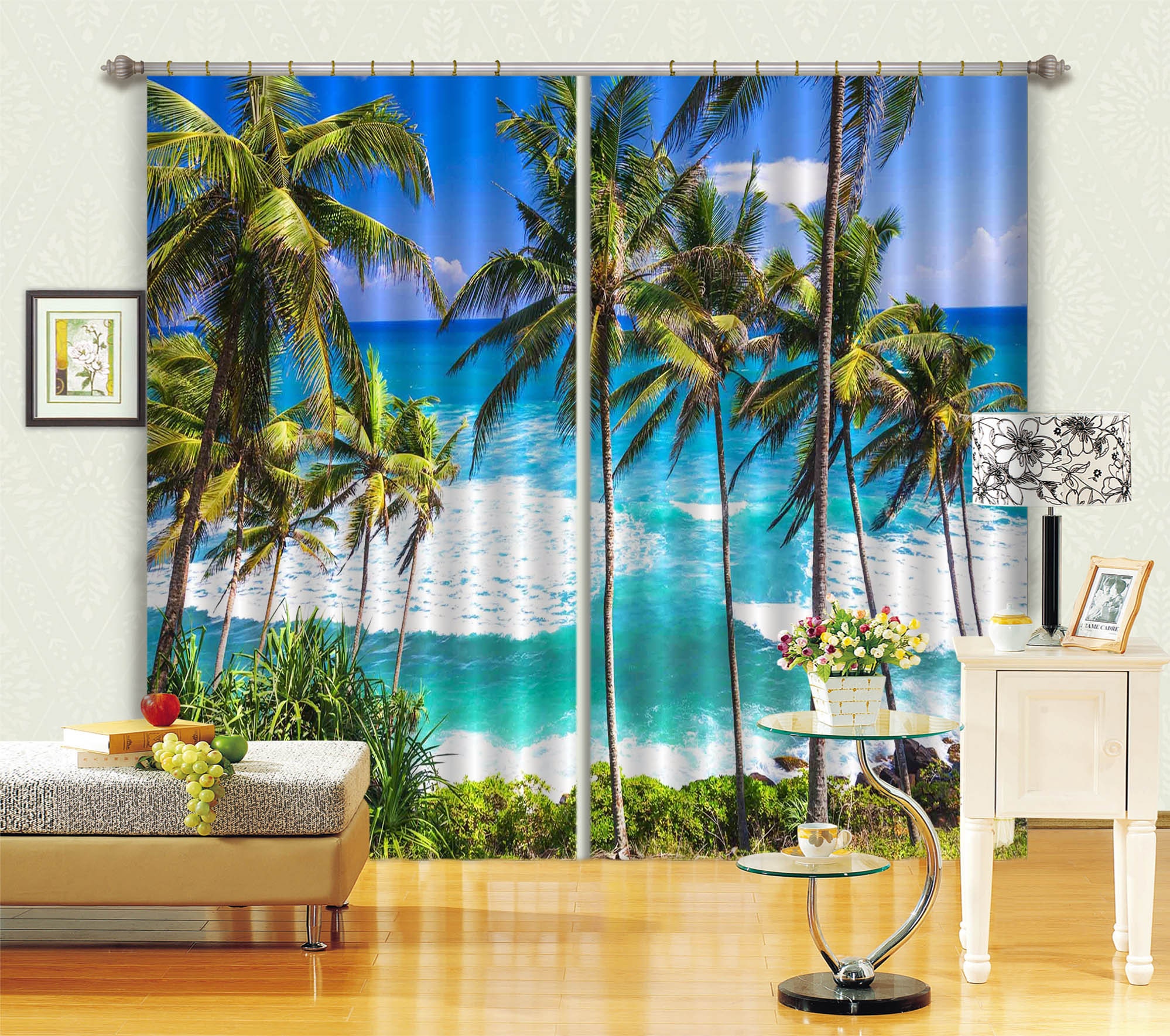 3D Printing Window Curtains Blockout Drapes Fabric Tropical Jungle Palm Trees 