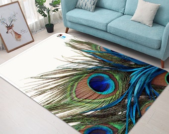 Unimagic Modern Area Rug Embroidery Peacock Feather Floor Mat Non Slip Area Rug Floor Rug Doormat Living Room Bedroom 4' x 5' 48x63 Inch Unimagic Modern Area Rug Embroidery Peacock Feather Floor Mat Non Slip Area Rug Floor Rug Doormat Living Room Bedroom 4' x 5' 48x63 Inch