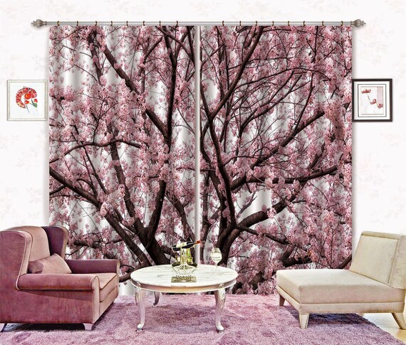 3D Pink Flower Tree C465 Blockout Photo Curtain Print Curtains - Etsy