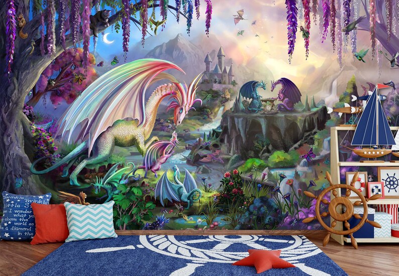 3D Dragon A1605 Wallpaper Mural Decal Mural Photo Sticker | Etsy