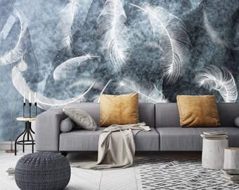 3D Colorful Feather WGN212 Wallpaper Mural Decal Mural Photo Sticker Decal Wall Self-Adhesive Wall Art Design 3d printed Removable Wallpaper