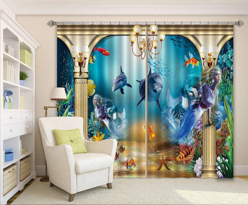 3D Undersea Creature CC106 Blockout Photo Curtain Print Curtains Drapes Fabric Window AJ Wallpaper 3D Large Photo Curtain