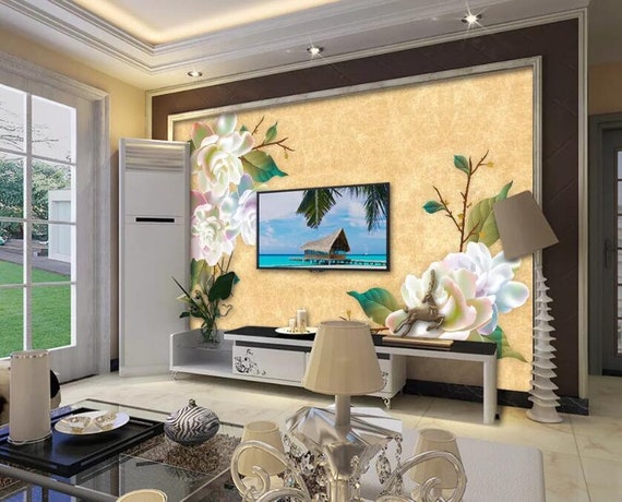 3D White Camellia GNGN28 Wallpaper Mural Decal Mural Photo | Etsy