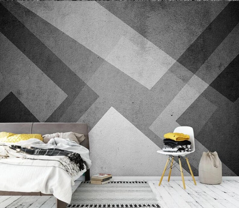 3D Grey Geometry GNGN796 Wallpaper Mural Decal Mural Photo Etsy