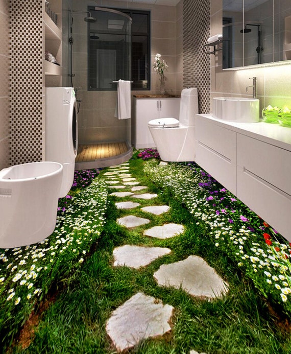 3D Flower Path F328 Floor Wallpaper Murals Self-adhesive - Etsy 3D Flower Path F328 Floor Wallpaper Murals Self-adhesive - Etsy