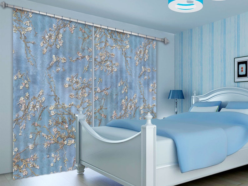 3D Blue Tree Branches Texture CC360 Blockout Photo Curtain Print Curtains Drapes Fabric Window AJ Wallpaper 3D Large Photo Curtain