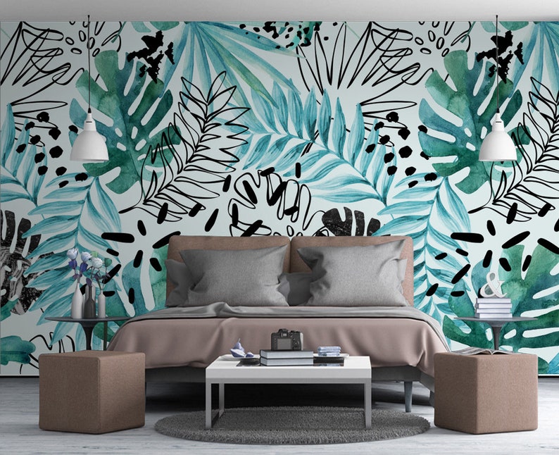 3D Banana Leaves GN596 Wallpaper Mural Decal Mural Photo Sticker Decal Wall Self-Adhesive Wall Art Design 3d printed Removable Wallpaper