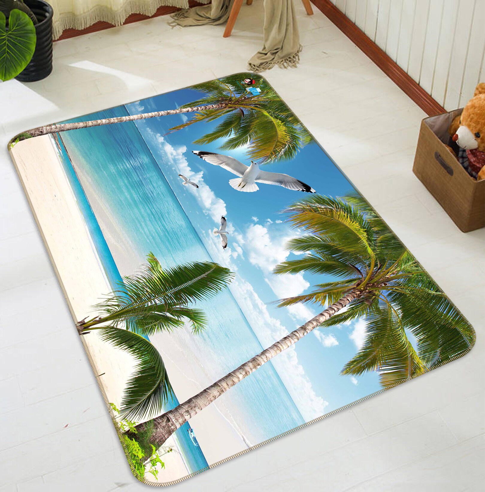 3D Beach and Coconut Tree FFF156 Floor Non Slip Rug Room Mat - Etsy