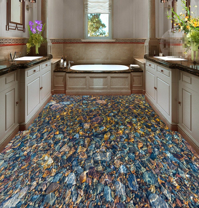 3D Cold Waterfall JJ4686FF Floor Wallpaper Murals Self-Adhesive Removable Bath Floor Waterproof floor Rug Mat Print Epoxy Kitchen