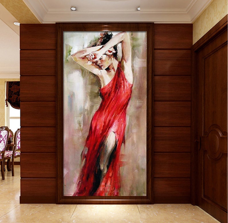 3D Red Skirt Woman GN388 Wallpaper Mural Decal Mural Photo Sticker Decal Wall Self-Adhesive Wall Art Design 3d printed Removable Wallpaper
